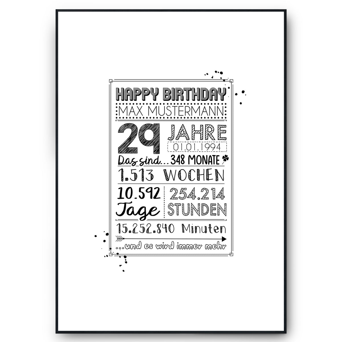 29. Geburtstag Geschenk Personalisierte Geburtstagskarte Gästebuch Jahrgang 1997 Poster Männer Frauen 29 Jahre Dekoration