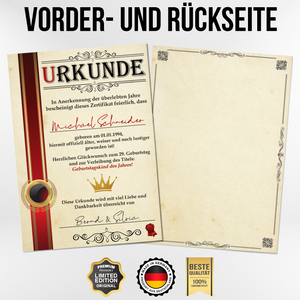 29. Geburtstag Geschenk personalisierte Urkunde | Jahrgang 1995 Geschenkidee