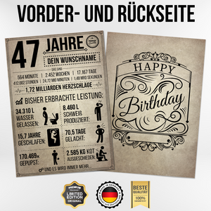 47. Geburtstag Geschenk | 47 Jahre Geburtstagsgeschenk personalisiert | Jahrgang 1977 Geschenkidee Geburtstagskarte