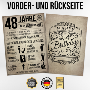48. Geburtstag Geschenk | 48 Jahre Geburtstagsgeschenk personalisiert | Jahrgang 1976 Geschenkidee Geburtstagskarte
