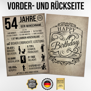 54. Geburtstag Geschenk | 54 Jahre Geburtstagsgeschenk personalisiert | Jahrgang 1969 Geschenkidee Geburtstagskarte