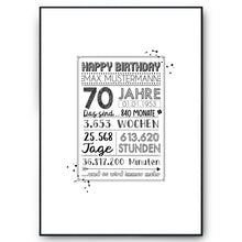 Laden Sie das Bild in den Galerie-Viewer, 70. Geburtstag Geschenk Personalisierte Geburtstagskarte Gästebuch Jahrgang 1954 Poster Männer Frauen 70 Jahre Dekoration
