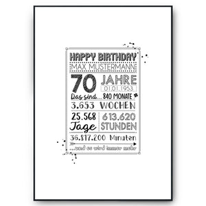 70. Geburtstag Geschenk Personalisierte Geburtstagskarte Gästebuch Jahrgang 1954 Poster Männer Frauen 70 Jahre Dekoration