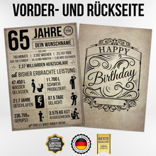 Laden Sie das Bild in den Galerie-Viewer, 65. Geburtstag Geschenk | 65 Jahre Geburtstagsgeschenk personalisiert | Jahrgang 1959 Geschenkidee Geburtstagskarte
