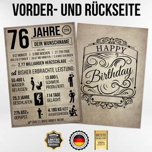 76. Geburtstag Geschenk | 76 Jahre Geburtstagsgeschenk personalisiert | Jahrgang 1948 Geschenkidee Geburtstagskarte