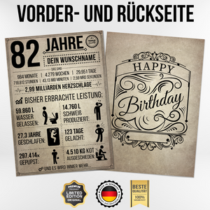 82. Geburtstag Geschenk | 82 Jahre Geburtstagsgeschenk personalisiert | Jahrgang 1942 Geschenkidee Geburtstagskarte