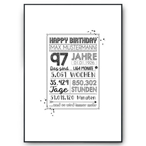 97. Geburtstag Geschenk Personalisierte Geburtstagskarte Gästebuch Jahrgang 1927 Poster Männer Frauen 97 Jahre Dekoration