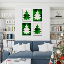 Laden Sie das Bild in den Galerie-Viewer, Weihnachtsbäume Weihnachten DIN A4 Weihnachtsbilder Weihnachtsposter Weihnachtsdeko Wandbilder 4er Set
