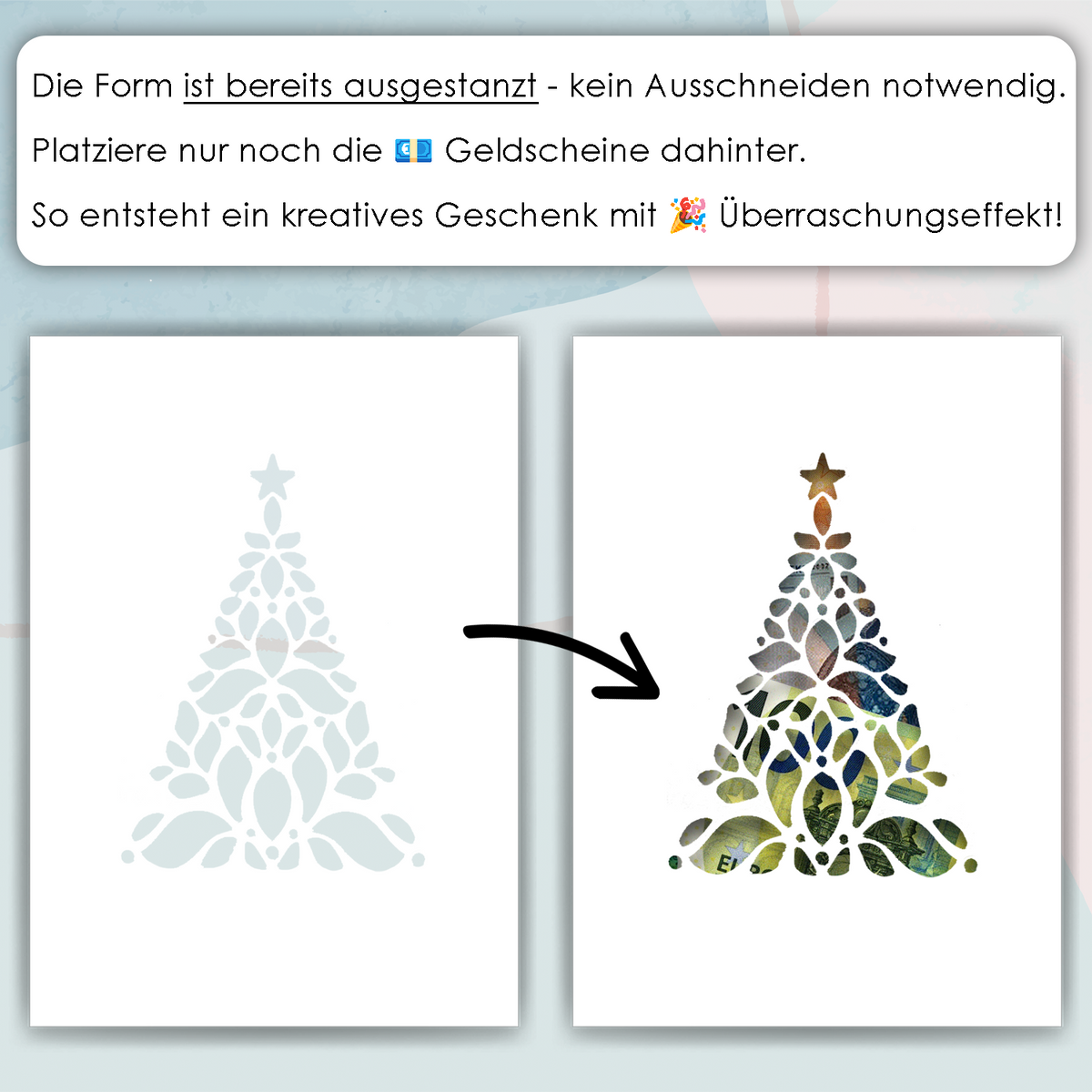 Weihnachten Geldgeschenk Personalisiert Karte Weihnachtsgeschenk personalisiertes Geschenk zu Weihnachten Geschenkidee Wunscherfüller Geldgeschenke kreativ Tannenbaum