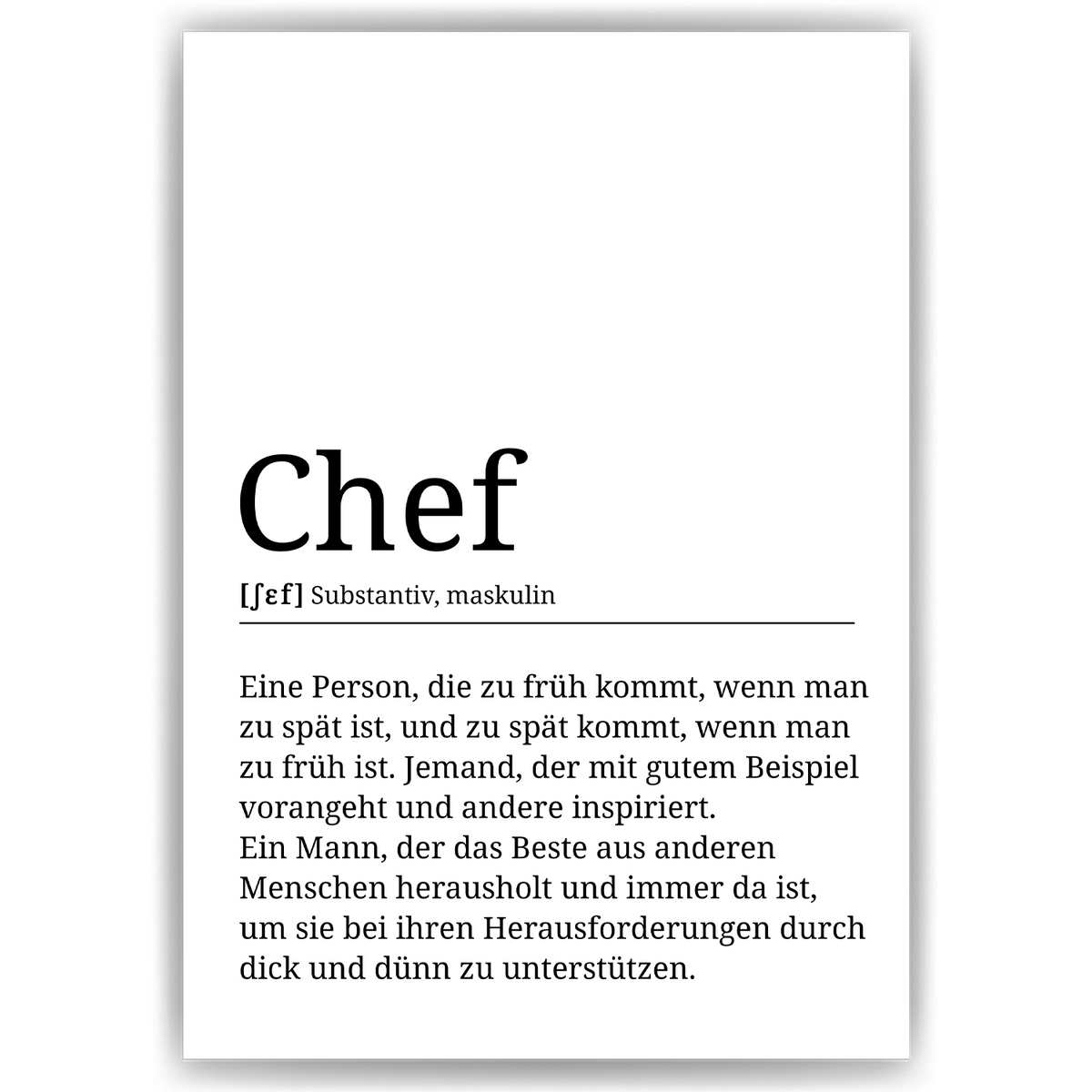 Chef Definition Poster Vorgesetzter Geschenk Kollegen