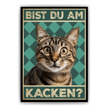 Laden Sie das Bild in den Galerie-Viewer, Bist du am Kacken? Katzen Poster Badezimmer Gästebad Wandbild Klo Toilette Dekoration Lustiges Gäste-WC Bild DIN A4 - Katze 01
