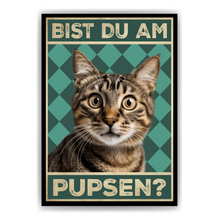 Laden Sie das Bild in den Galerie-Viewer, Bist du am Pupsen? Katzen Poster Badezimmer Gästebad Wandbild Klo Toilette Dekoration Lustiges Gäste-WC Bild DIN A4 - Katze 01
