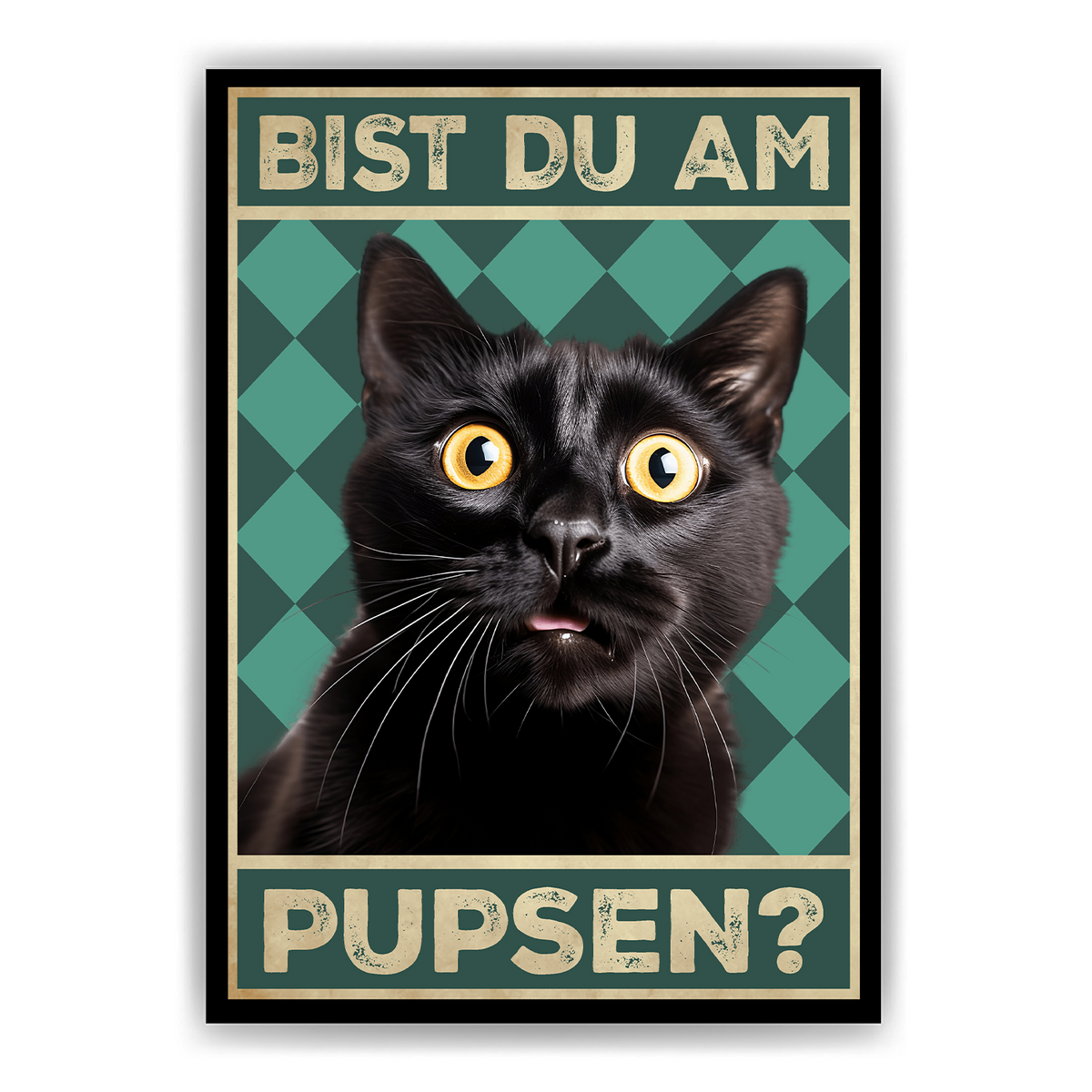 Bist du am Pupsen? Katzen Poster Badezimmer Gästebad Wandbild Klo Toilette Dekoration Lustiges Gäste-WC Bild DIN A4 - Katze 02