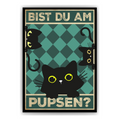 Bist du am Pupsen? Katzen Poster Badezimmer Gästebad Wandbild Klo Toilette Dekoration Lustiges Gäste-WC Bild DIN A4 - Katzen 04