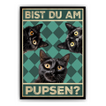 Bist du am Pupsen? Katzen Poster Badezimmer Gästebad Wandbild Klo Toilette Dekoration Lustiges Gäste-WC Bild DIN A4 - Katzen 03