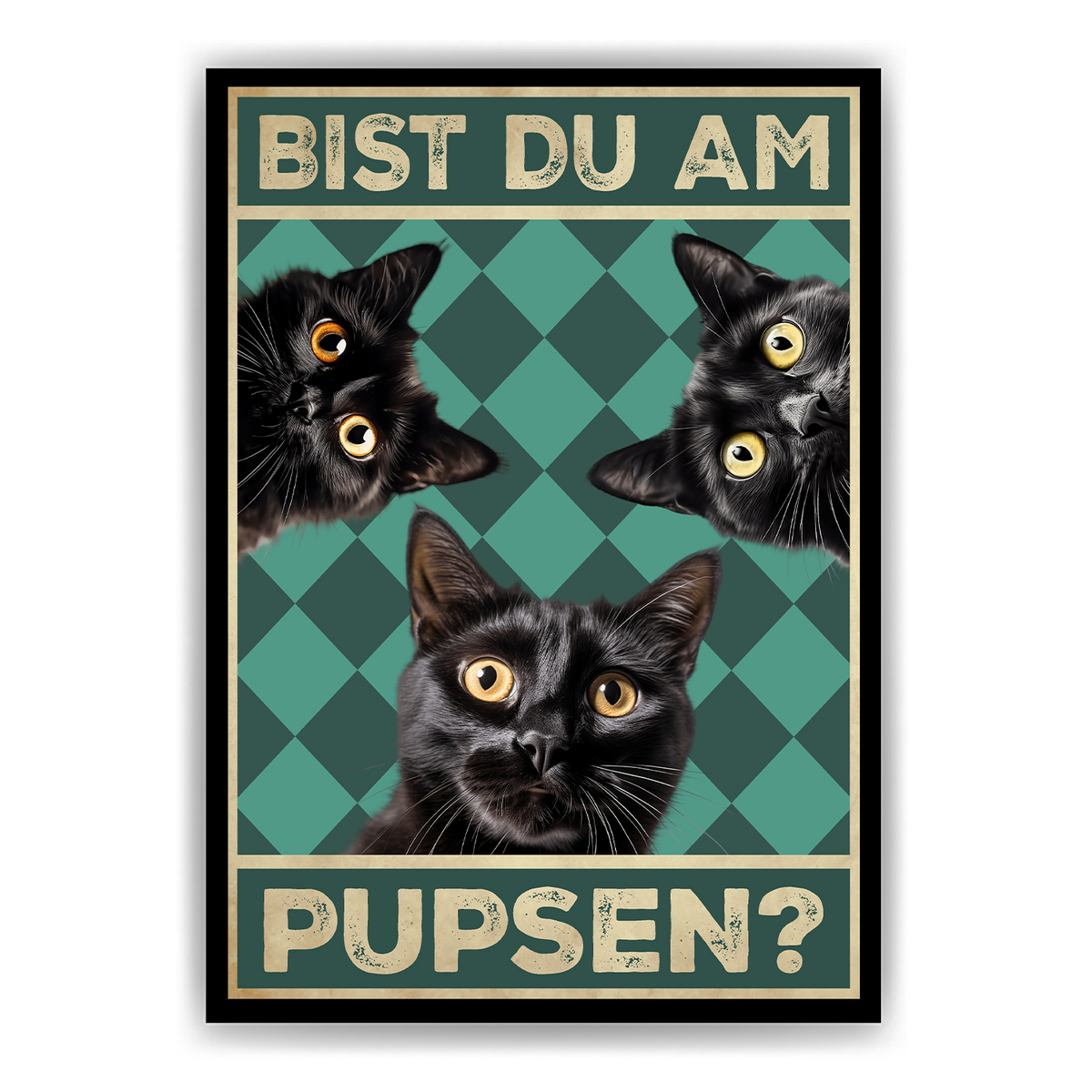 Bist du am Pupsen? Katzen Poster Badezimmer Gästebad Wandbild Klo Toilette Dekoration Lustiges Gäste-WC Bild DIN A4 - Katzen 03