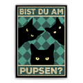Bist du am Pupsen? Katzen Poster Badezimmer Gästebad Wandbild Klo Toilette Dekoration Lustiges Gäste-WC Bild DIN A4 - Katzen 01