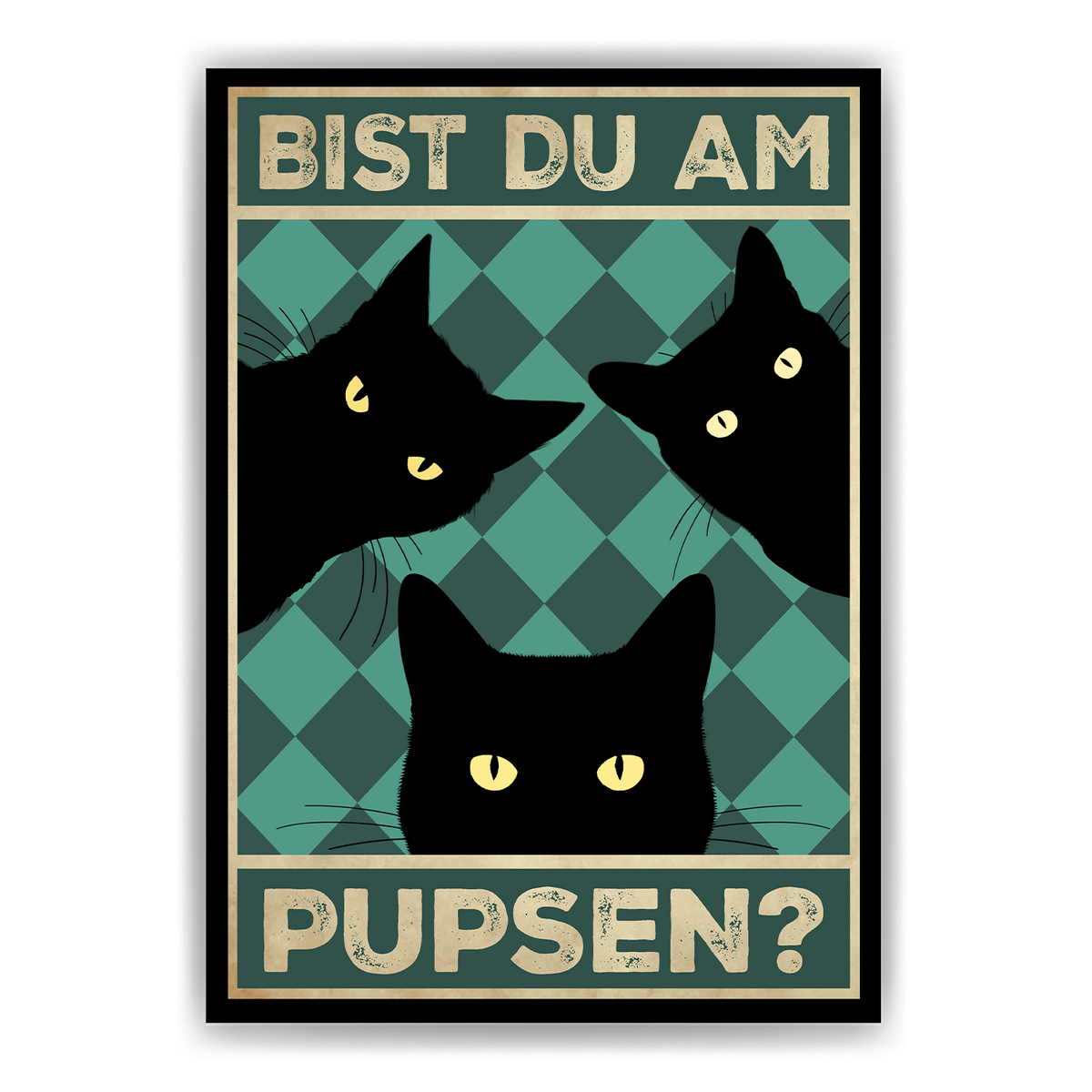 Bist du am Pupsen? Katzen Poster Badezimmer Gästebad Wandbild Klo Toilette Dekoration Lustiges Gäste-WC Bild DIN A4 - Katzen 01