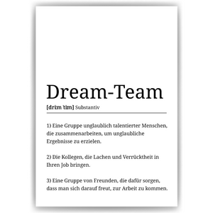 Dream-Team Definition Poster Mitarbeiter Geschenk Kollegen