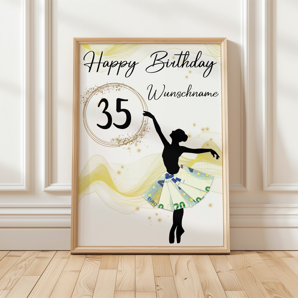 35. Geburtstag Geldgeschenk Personalisiert Frauen Freundin Geschenk Ballerina personalisierbar Geburtstagskarte Ballett