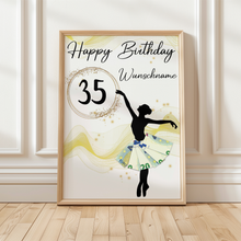 Laden Sie das Bild in den Galerie-Viewer, 35. Geburtstag Geldgeschenk Personalisiert Frauen Freundin Geschenk Ballerina personalisierbar Geburtstagskarte Ballett
