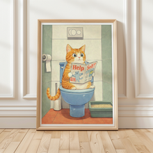 Laden Sie das Bild in den Galerie-Viewer, Katze auf Toilette Poster – Humorvolle Katzen Wanddeko für WC &amp; Bad
