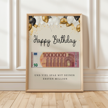 Laden Sie das Bild in den Galerie-Viewer, Geldgeschenk Geburtstag - erste Million - Lustiges Geburtstagsgeschenk Mann Frau Witzige Geschenkidee Geld kreativ verschenken
