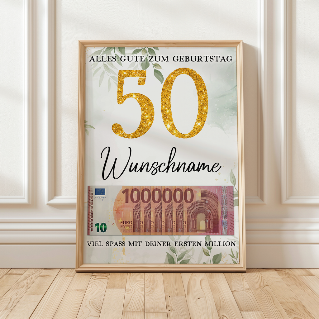Personalisiertes Geldgeschenk zum 50. Geburtstag Frauen Männer Geburtstagsgeschenk Geld Geschenkidee personalisierbar