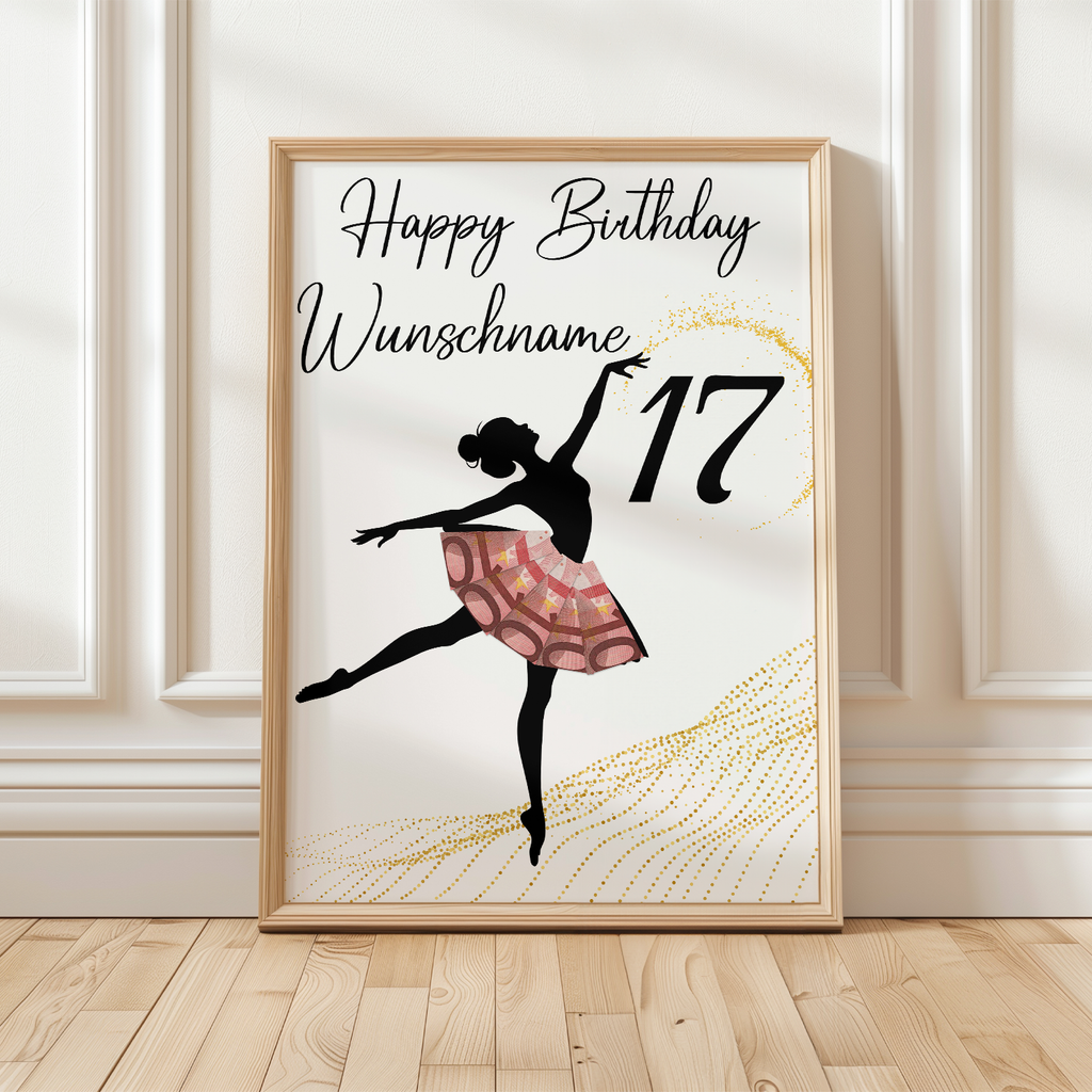 17. Geburtstag Geldgeschenk Personalisiert Frauen Freundin Geld Ballerina Geburtstagskarte Ballett