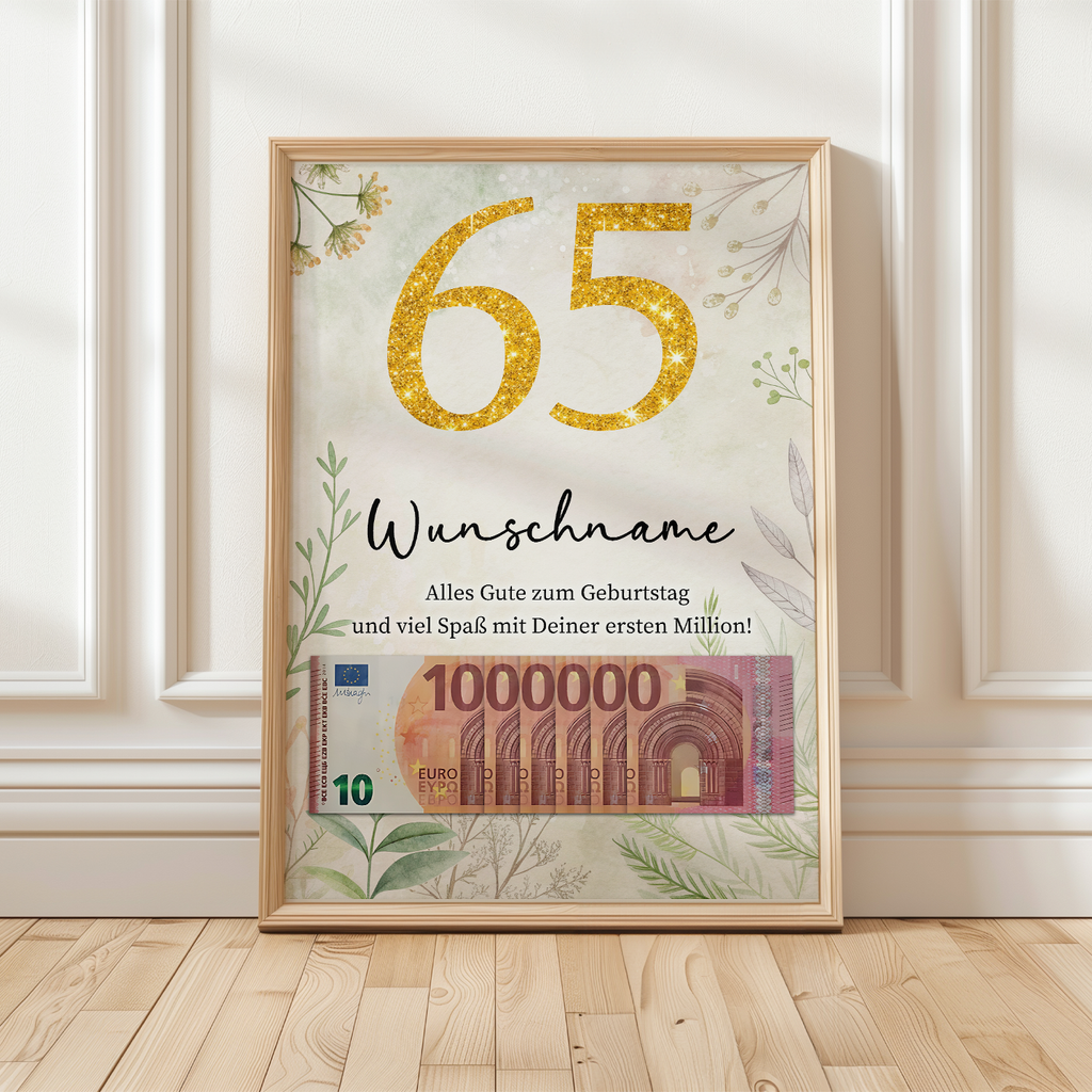 Personalisiertes Geldgeschenk zum 65. Geburtstag Männer Frauen Geburtstagsgeschenk Geld Geschenkidee personalisierbar
