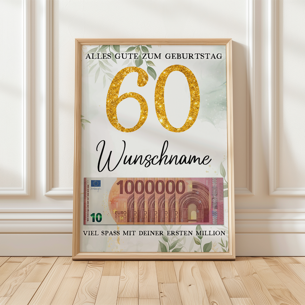 Personalisiertes Geldgeschenk zum 60. Geburtstag Frauen Männer Geburtstagsgeschenk Geld Geschenkidee personalisierbar