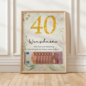 Personalisiertes Geldgeschenk zum 40. Geburtstag Männer Frauen Geburtstagsgeschenk Geld Geschenkidee personalisierbar