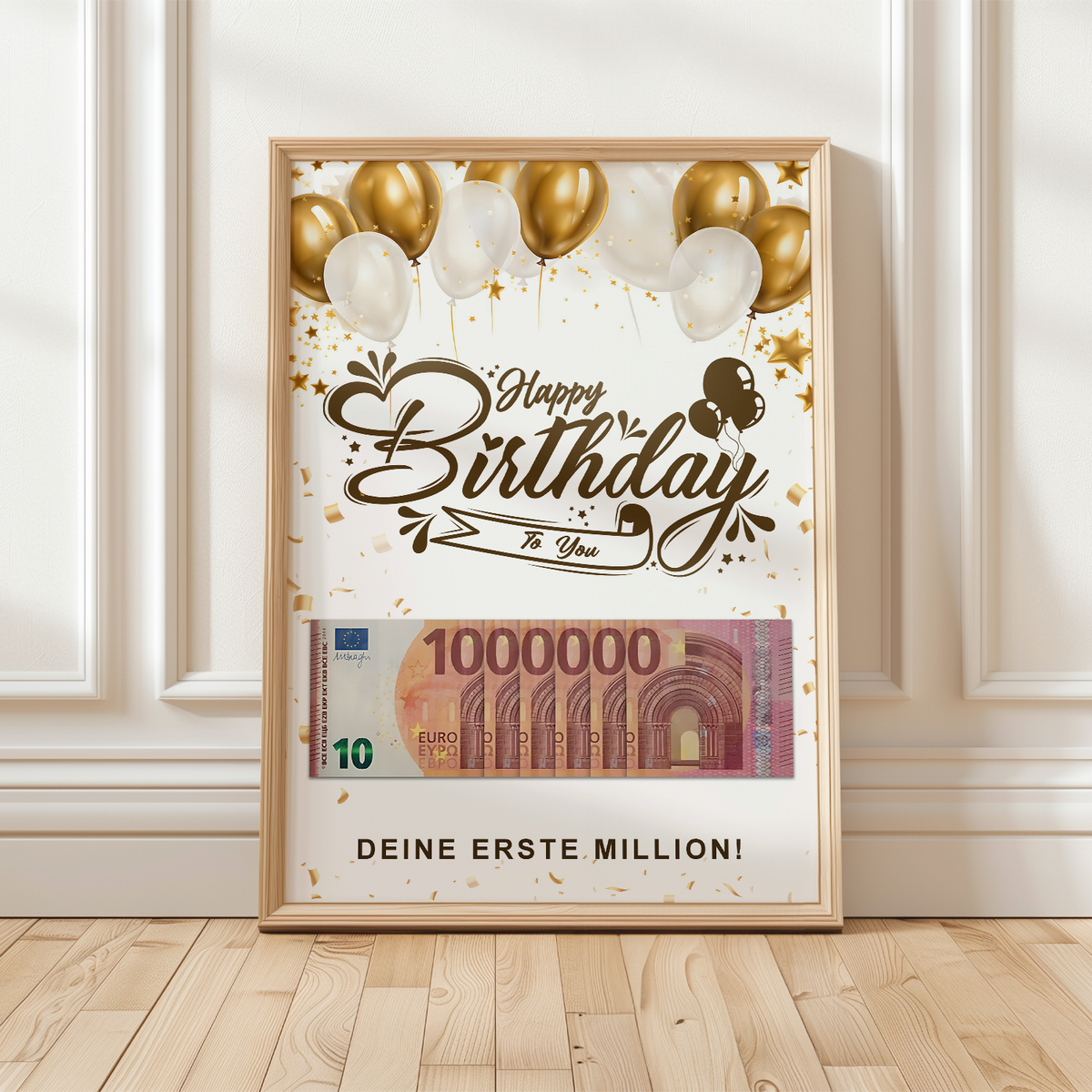 Geldgeschenk Geburtstag Happy Birthday - erste Million - Lustiges Geburtstagsgeschenk Mann Frau Witzige Geschenkidee Geld verschenken