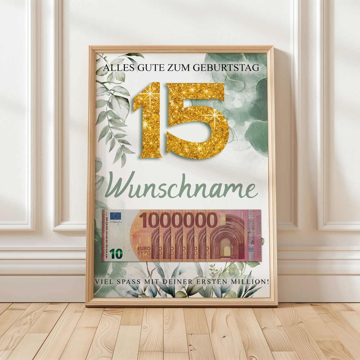 Personalisiertes Geldgeschenk zum 15. Geburtstag Männer Frauen Geburtstagsgeschenk Geld Geschenk personalisierbar