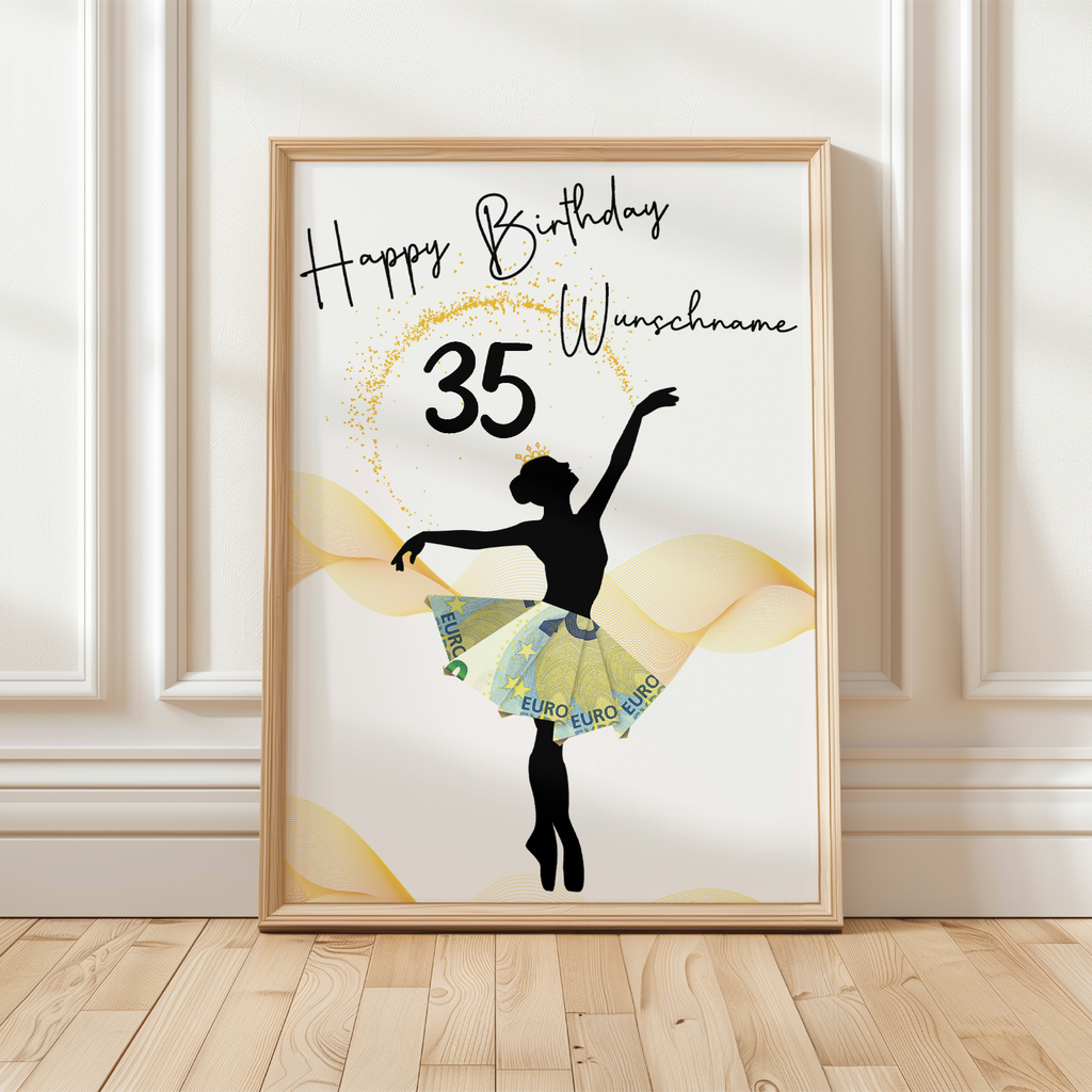 35. Geburtstag Geldgeschenk Personalisiert Frauen Freundin Geld Ballerina Geburtstagskarte Ballett