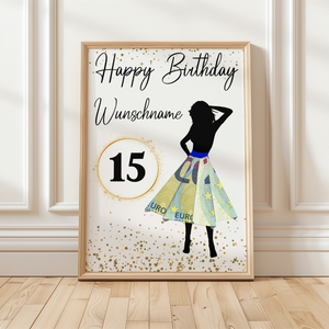 15. Geburtstag Geldgeschenk Personalisiert Frauen Geburtstagsgeschenk Geld Geschenk personalisierbar