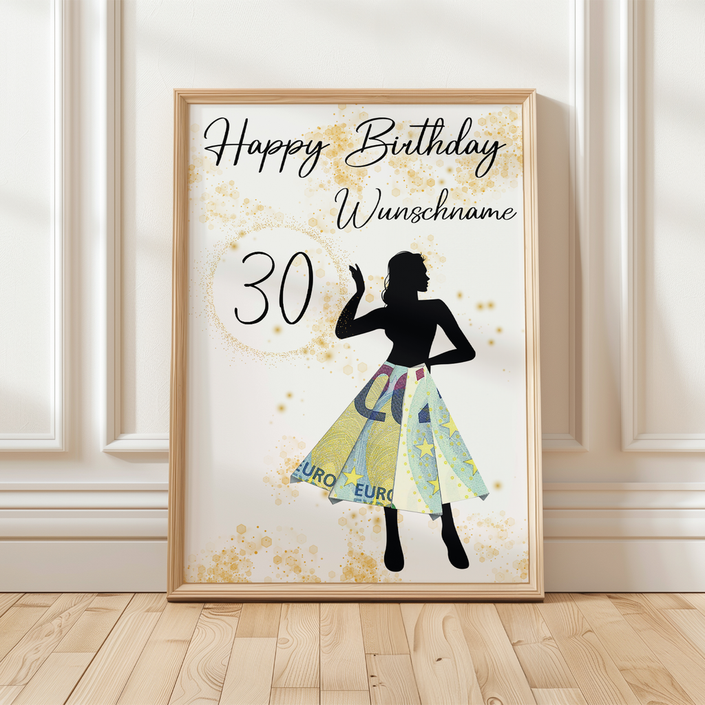 Geldgeschenk zum 30. Geburtstag Personalisiert Frauen Geburtstagsgeschenk Freundin Geld Geschenk personalisierbar