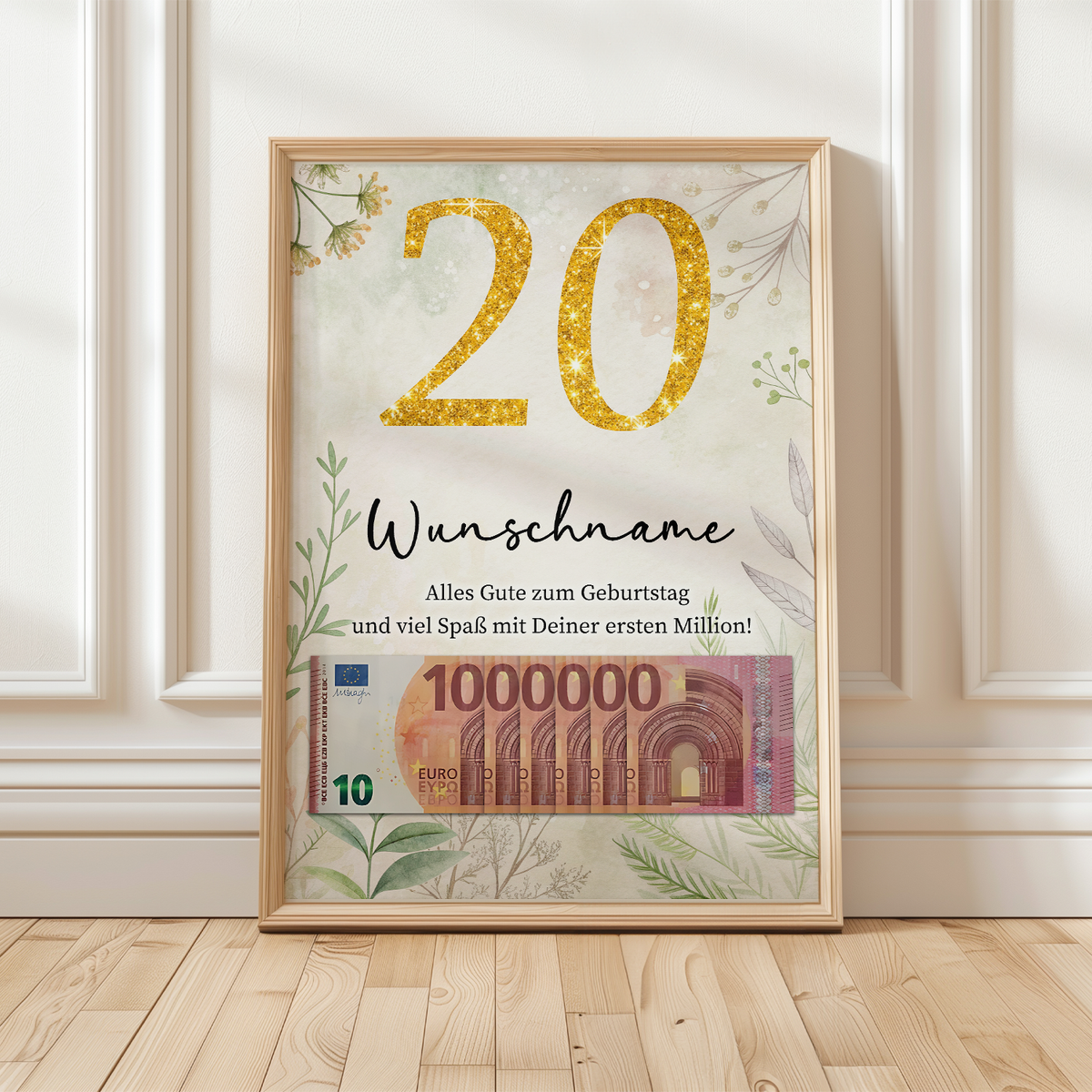 Personalisiertes Geldgeschenk zum 20. Geburtstag Männer Frauen Geburtstagsgeschenk Geld Geschenkidee personalisierbar