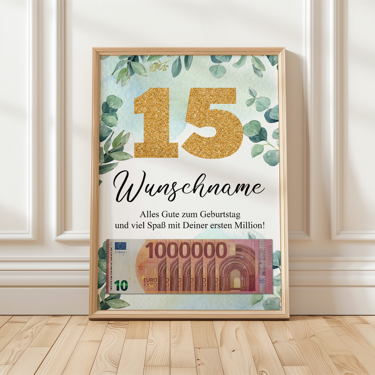 Personalisiertes Geldgeschenk zum 15. Geburtstag Männer Frauen Geburtstagsgeschenk Geld Geschenk personalisierbar