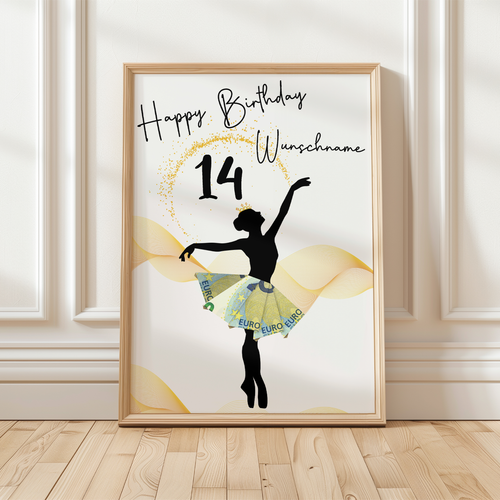 14. Geburtstag Geldgeschenk Personalisiert Frauen Freundin Geld Ballerina Geburtstagskarte Ballett