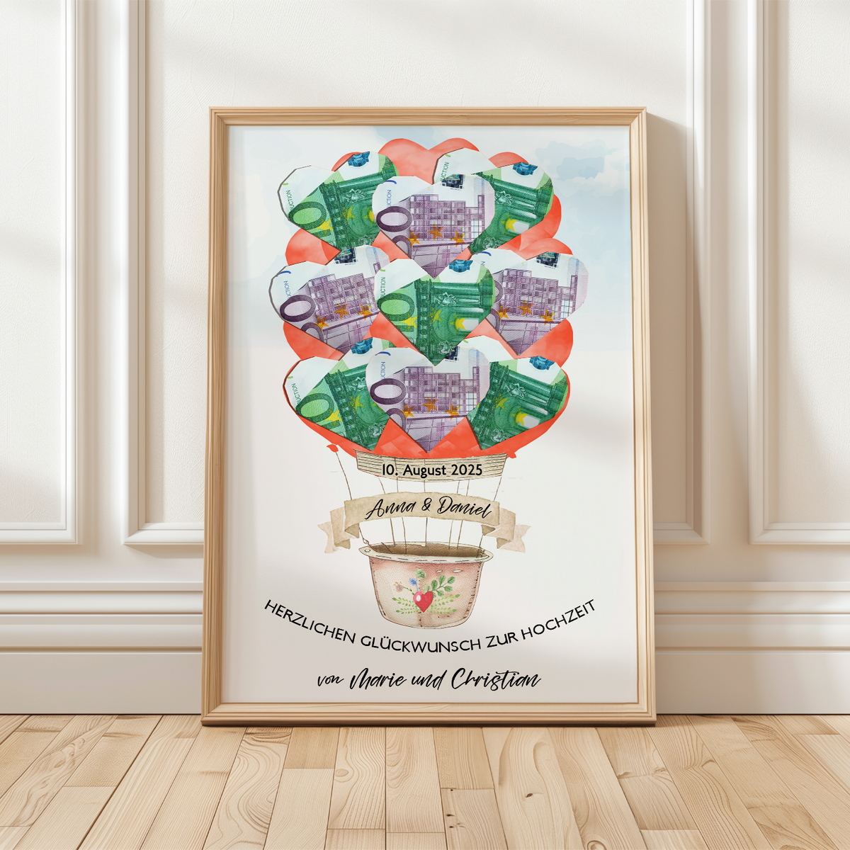 Personalisiertes Geldgeschenk Hochzeit Heißluftballon Hochzeitsgeschenk personalisierbar
