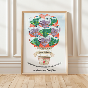 Personalisiertes Geldgeschenk Hochzeit Heißluftballon Hochzeitsgeschenk personalisierbar