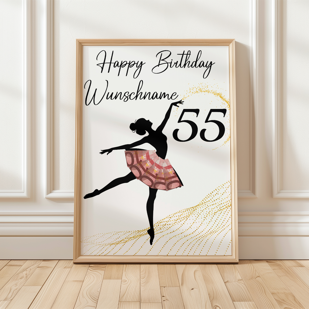 55. Geburtstag Geldgeschenk Personalisiert Frauen Freundin Geld Ballerina Geburtstagskarte Ballett