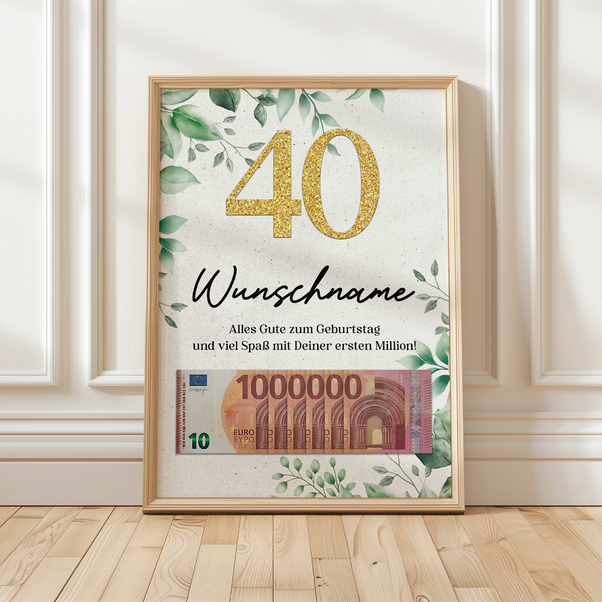 Personalisiertes Geldgeschenk zum 40. Geburtstag Männer Frauen Geburtstagskarte