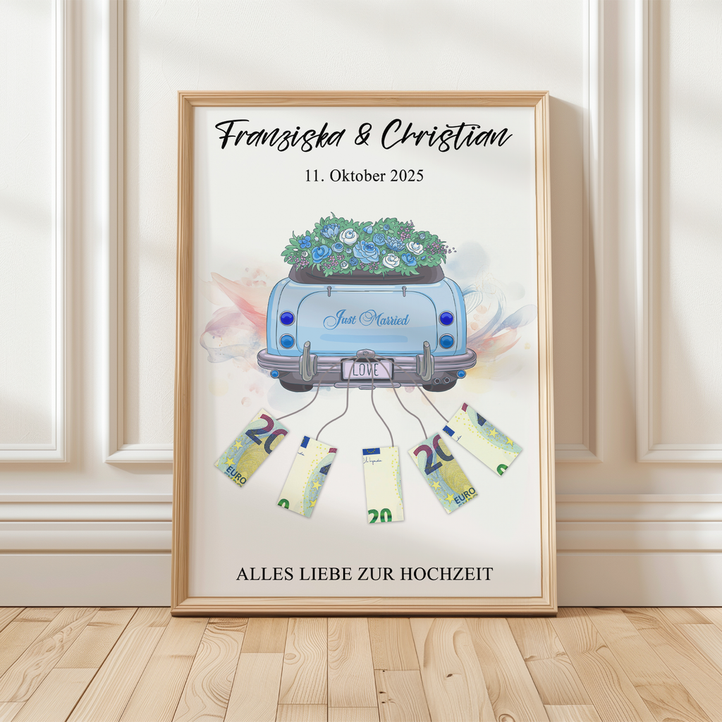 Hochzeitsgeschenk Personalisiert Geldgeschenk Hochzeitsauto Brautpaar Geld verschenken Hochzeit personalisierbar