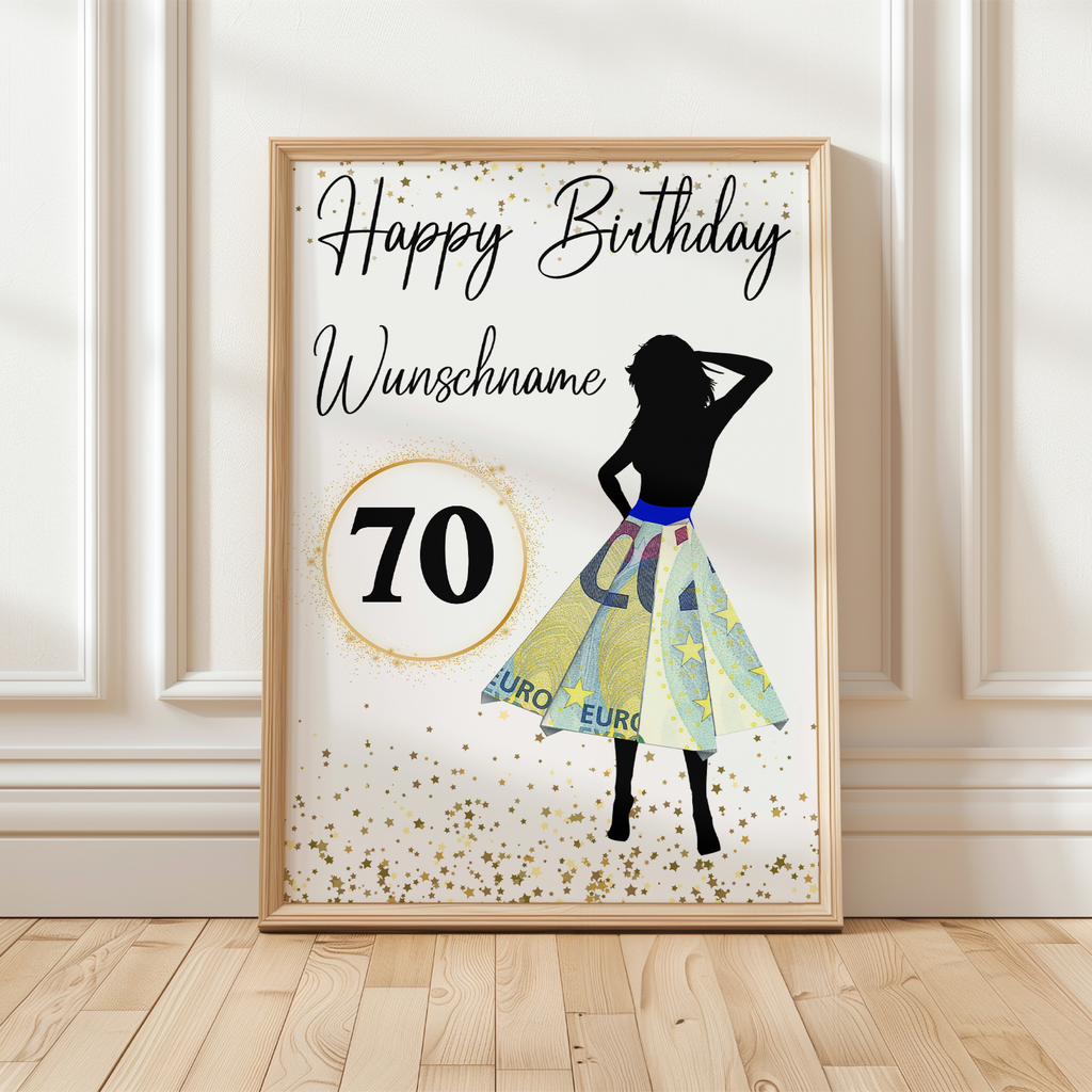 70. Geburtstag Geldgeschenk Personalisiert Frauen Geburtstagsgeschenk Geld Geschenk personalisierbar
