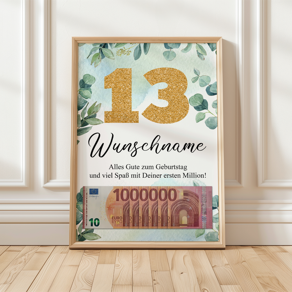 Personalisiertes Geldgeschenk zum 13. Geburtstag Männer Frauen Geburtstagsgeschenk Geld Geschenk personalisierbar