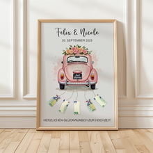 Laden Sie das Bild in den Galerie-Viewer, Hochzeitsgeschenk Personalisiert Geldgeschenk Hochzeitsauto Brautpaar Hochzeit personalisierbar
