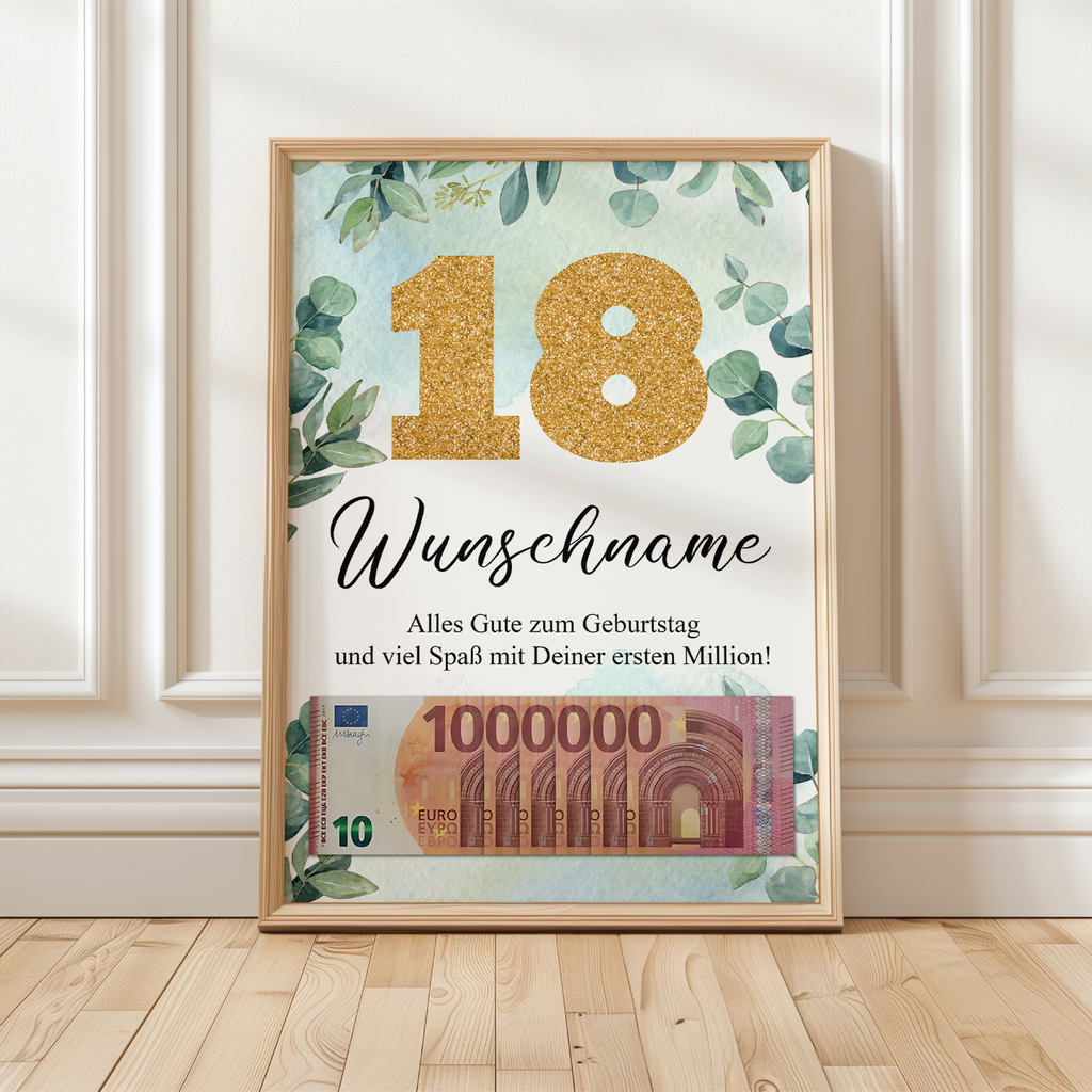 Personalisiertes Geldgeschenk zum 18. Geburtstag Männer Frauen Geburtstagsgeschenk Geld Geschenk personalisierbar
