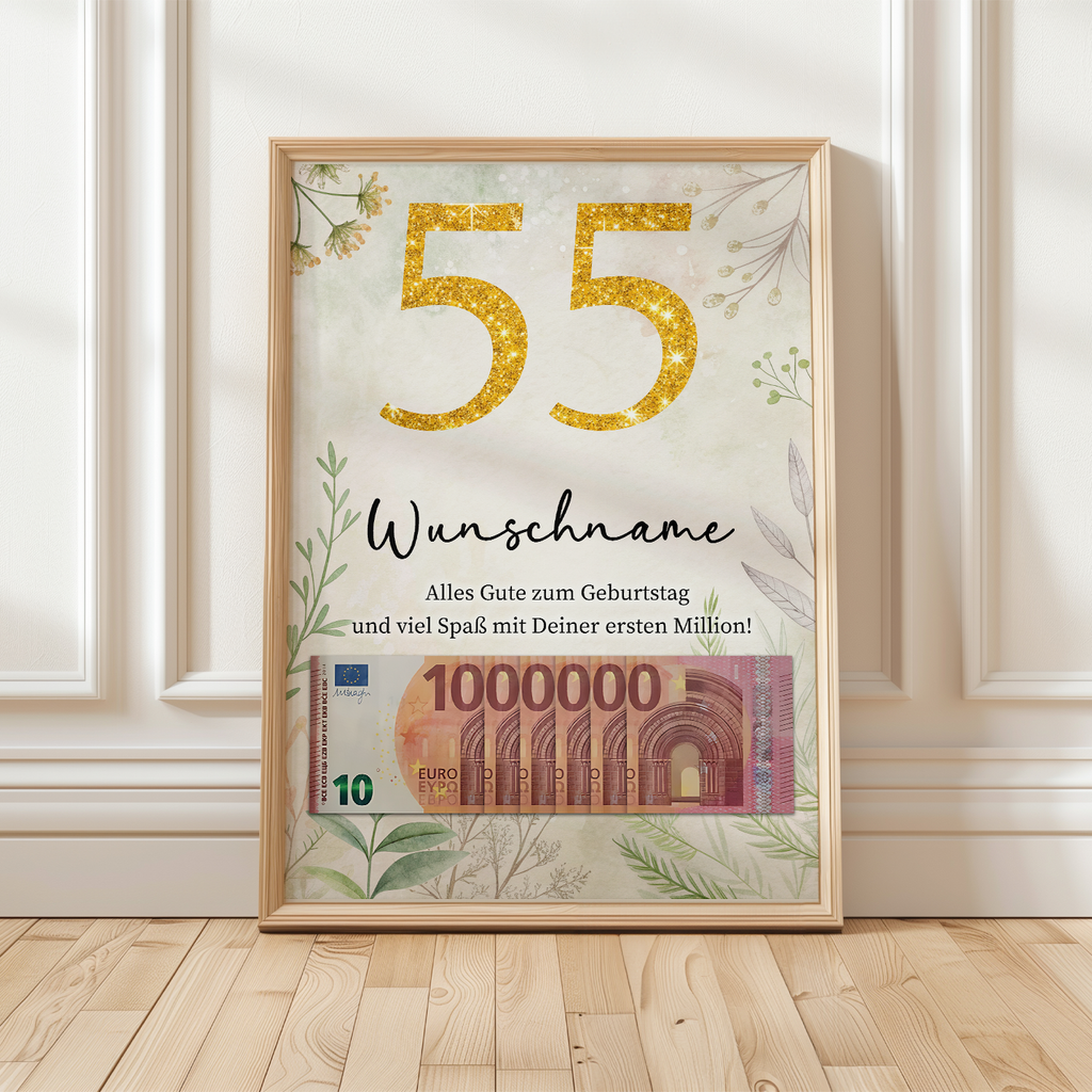 Personalisiertes Geldgeschenk zum 55. Geburtstag Männer Frauen Geburtstagsgeschenk Geld Geschenkidee personalisierbar